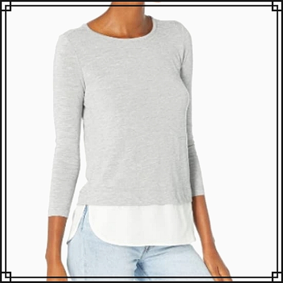 J. Crew Mercantile Layered Long Sleeve Crew Neck Casual Top Size Medium - Picture 1 of 10